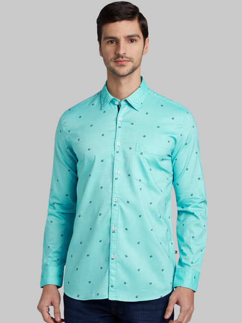 

Parx Men Sea Green Slim Fit Printed Casual Shirt