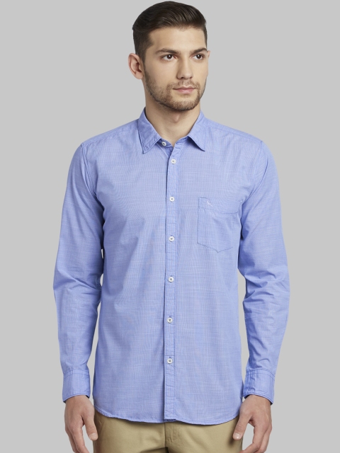 

Parx Men Blue Slim Fit Self Design Casual Shirt