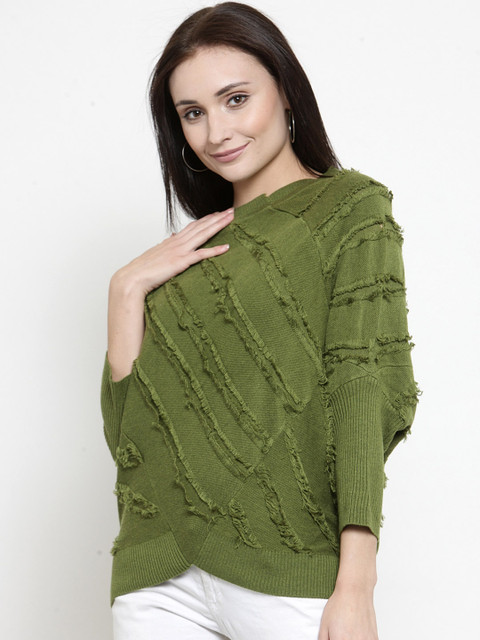 

J Style Women Green Self Design Top
