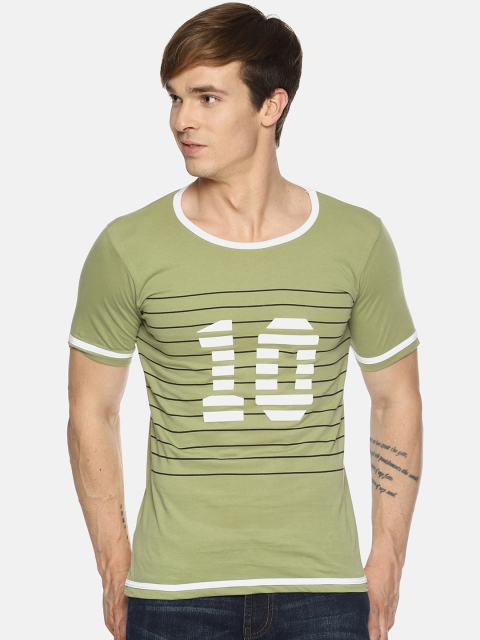 

IMPACKT Men Green Printed Round Neck Slim Fit T-shirt