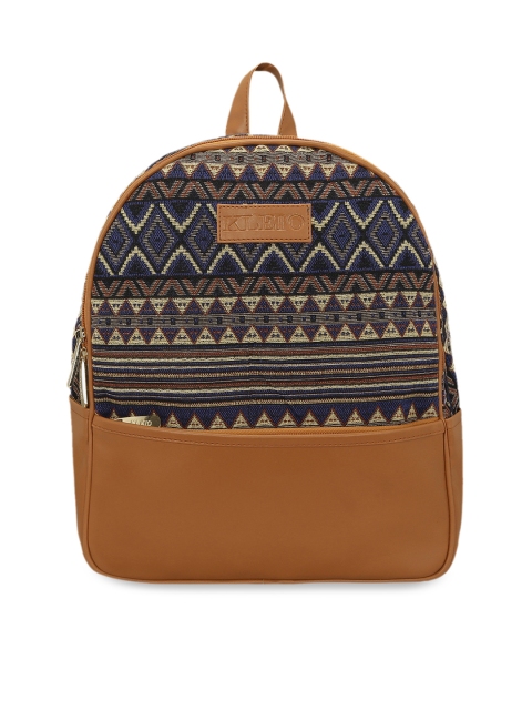 

KLEIO Women Brown & Navy Blue Printed Backpack