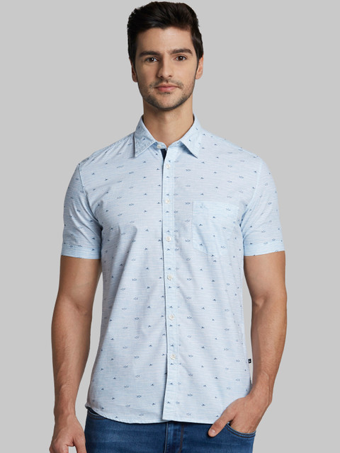 

Parx Men Blue Slim Fit Printed Casual Shirt