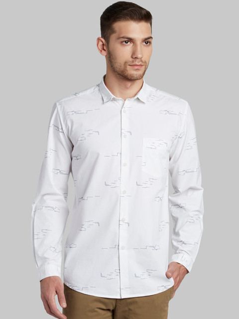 

Parx Men White Slim Fit Printed Casual Shirt