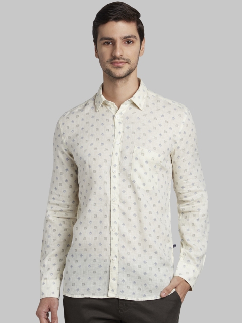 

Parx Men Beige Slim Fit Printed Casual Shirt