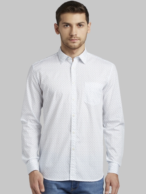 

Parx Men White & Blue Slim Fit Printed Casual Shirt