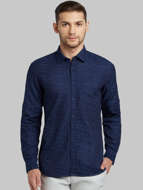 

Parx Men Blue Slim Fit Self Design Casual Shirt