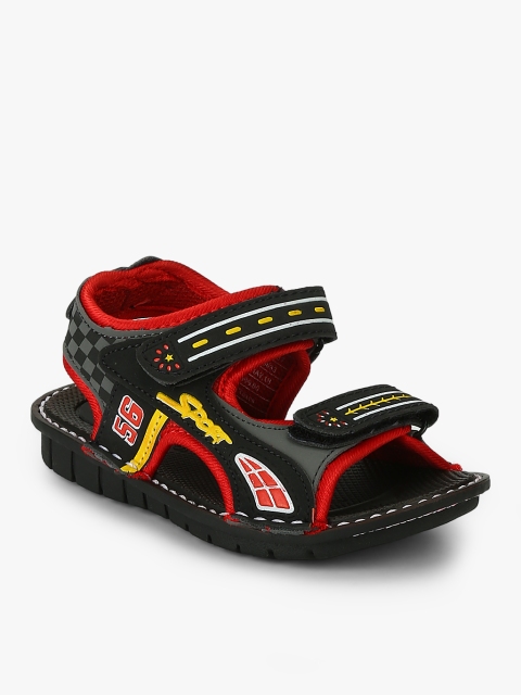 

Bubblegummers Boys Black & Grey Printed Sports Sandals