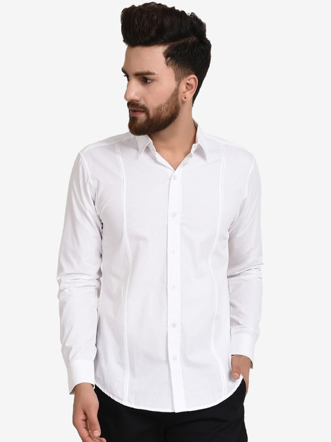 

Zotw Men White Slim Fit Solid Casual Shirt