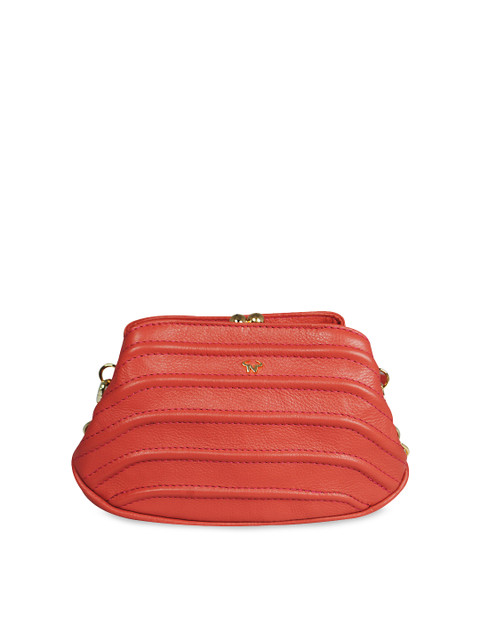 

CALFNERO Pink Leather Textured Clutch