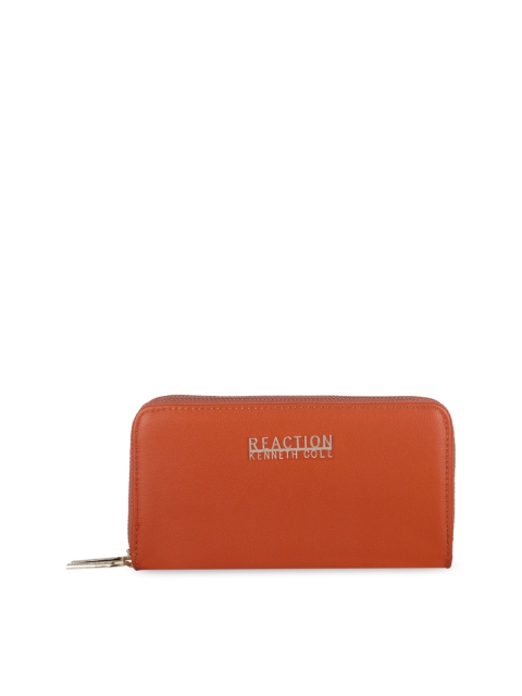 Kenneth Cole Women Tan Brown Solid Zip Around Wallet