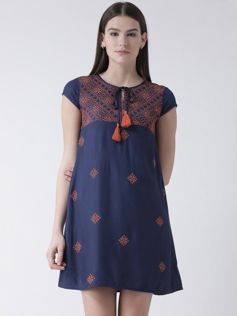 

The Vanca Women Navy Blue A-Line Dress