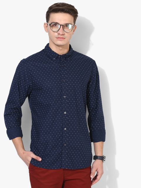 

Scotch & Soda Men Navy Blue & White Slim Fit Printed Casual Shirt