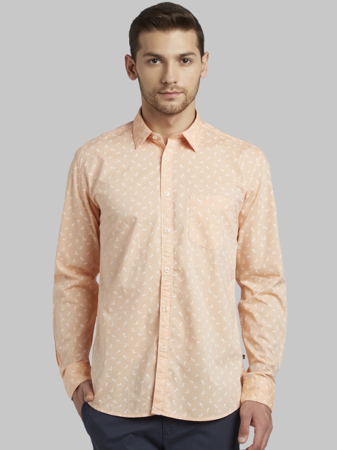 

Parx Men Peach-Coloured Slim Fit Printed Casual Shirt