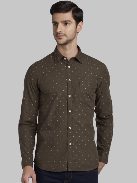 

Parx Men Brown Slim Fit Printed Casual Shirt