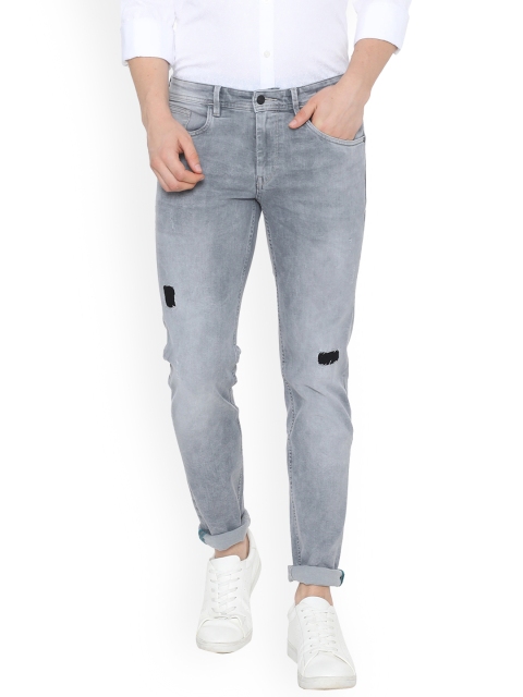 

Solly Jeans Co. Men Grey Skinny Fit Mid-Rise Low Distress Stretchable Jeans