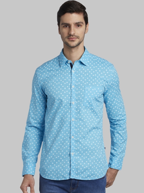 

Parx Men Blue Slim Fit Printed Casual Shirt