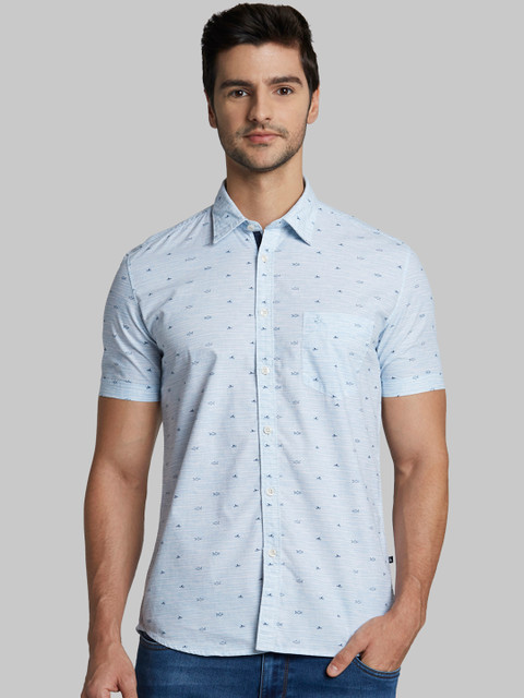 

Parx Men Blue Slim Fit Printed Casual Shirt