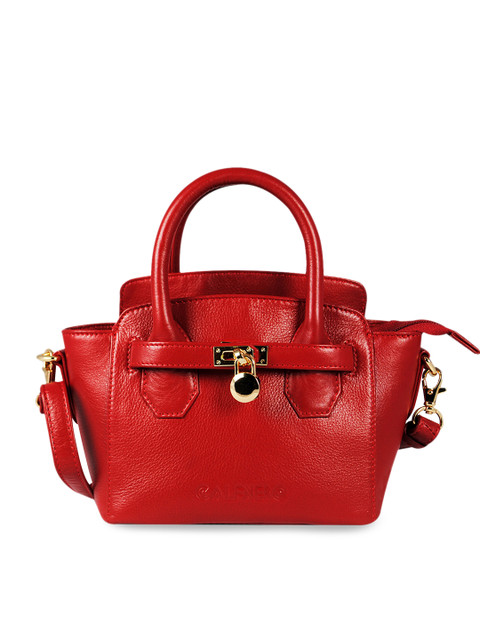

CALFNERO Red Solid Leather Handheld Bag