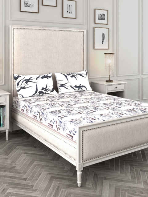 

Story@home Grey Floral 186 TC Cotton 1 King Bedsheet with 2 Pillow Covers