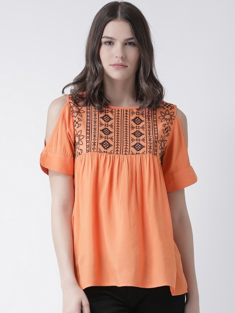

The Vanca Women Peach-Coloured Embroidered Top