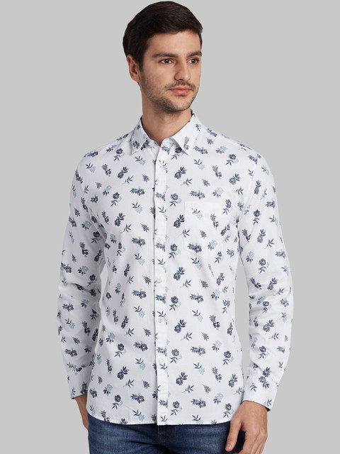 

Parx Men White & Blue Slim Fit Printed Casual Shirt