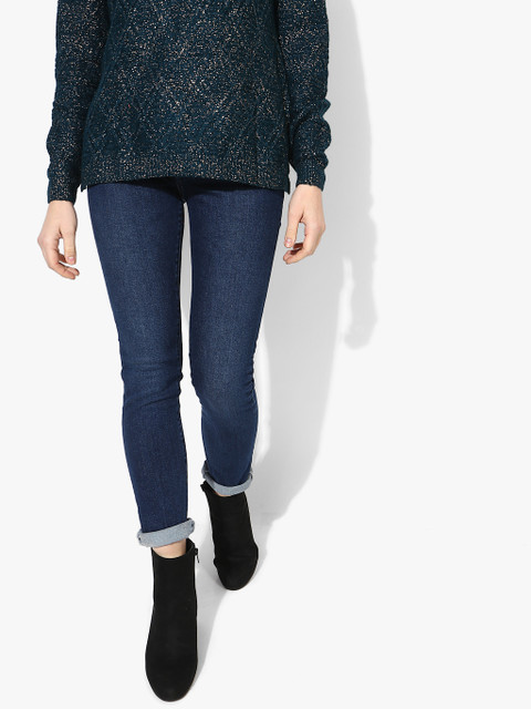 

Navy Blue Dark Mid-Rise Skinny Fit Jeans