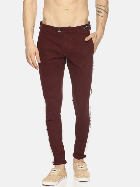 

KULTPRIT Men Maroon Skinny Fit Solid Chinos