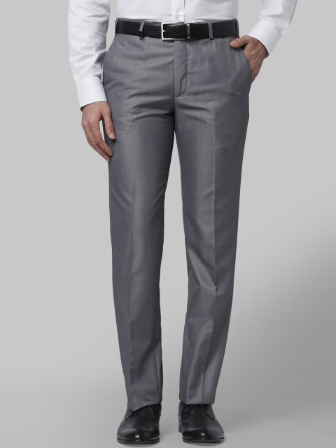 

Park Avenue Men Grey Slim Fit Self Design Formal Trousers