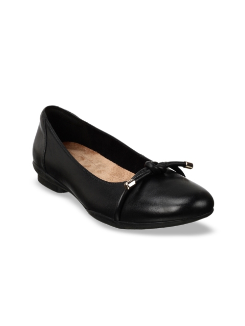 

Clarks Women Black Solid Leather Ballerinas