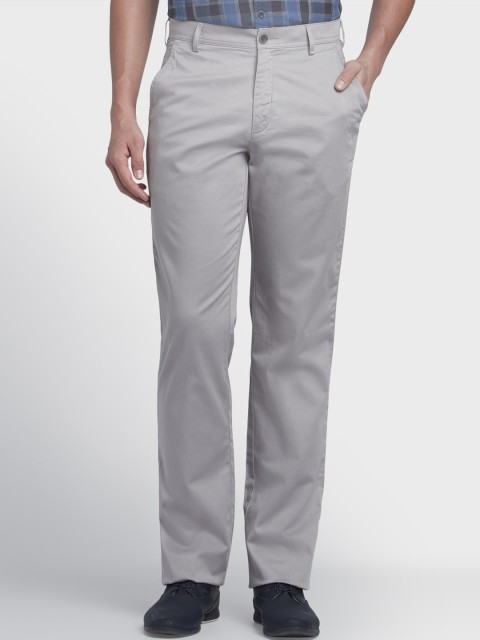 

ColorPlus Men Grey Slim Fit Solid Regular Trousers