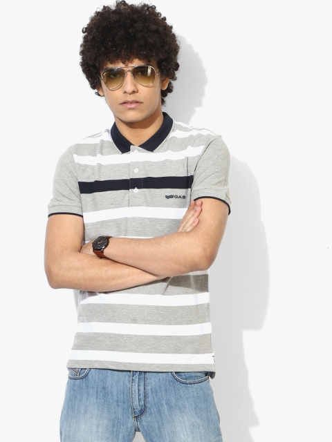 

Grey Striped Regular Fit Polo T-Shirt
