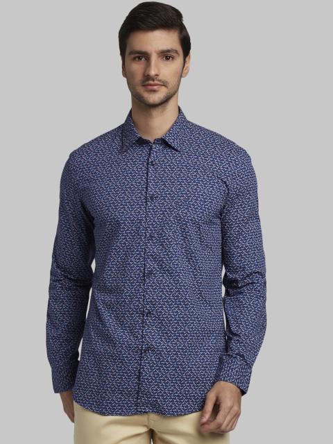 

Parx Men Blue Slim Fit Printed Casual Shirt