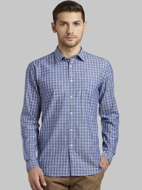 

Parx Men Blue Slim Fit Checked Casual Shirt