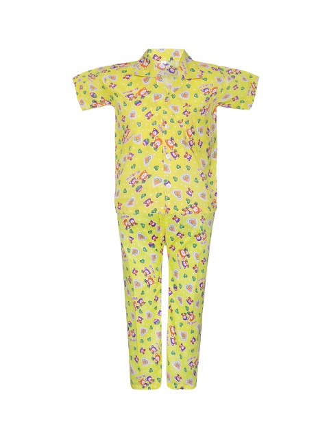 

Punkster Boys Yellow Printed Night suit 6586C
