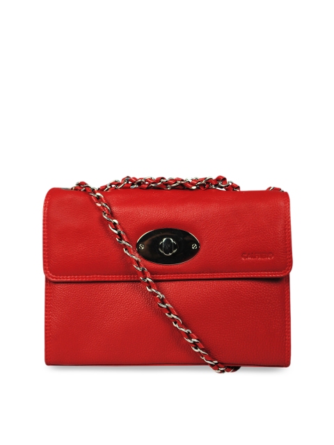 

CALFNERO Red Solid Leather Sling Bag
