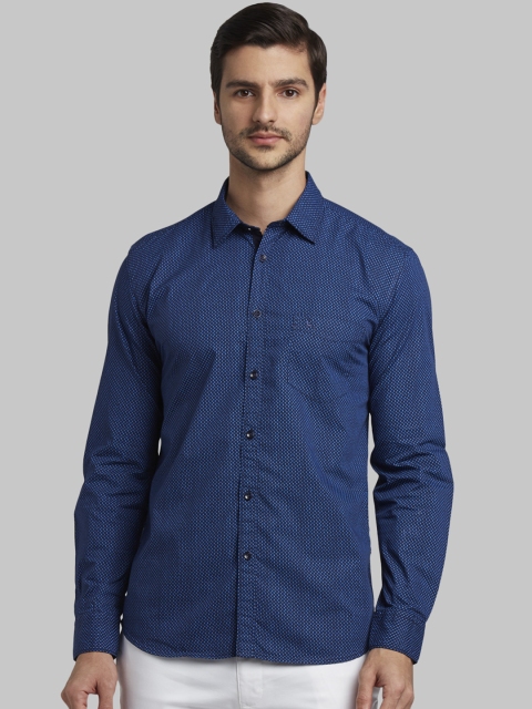 

Parx Men Blue Slim Fit Printed Casual Shirt