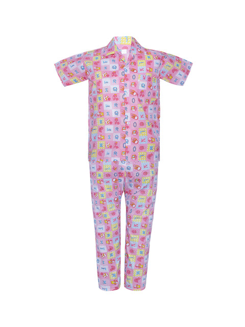 

Punkster Boys Pink Printed Night suit 6585B