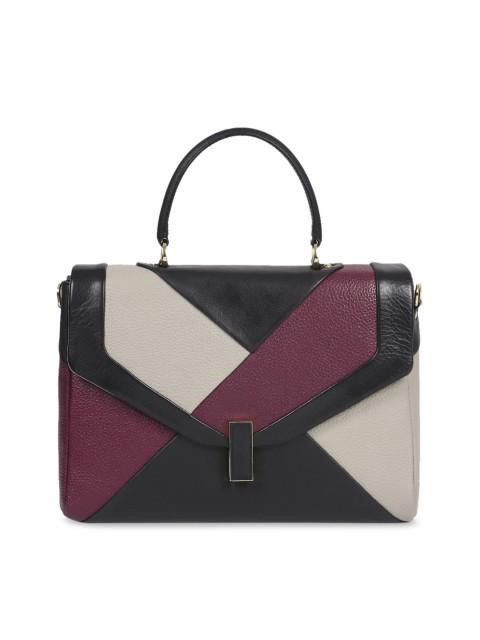 

Da Milano Burgundy Colourblocked Leather Handheld Bag