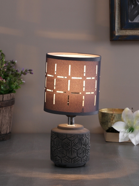 

TAYHAA Grey Textured Lamp with a Designer Cutout Smooth Shade