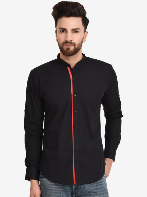 

Zotw Men Black Slim Fit Solid Casual Shirt