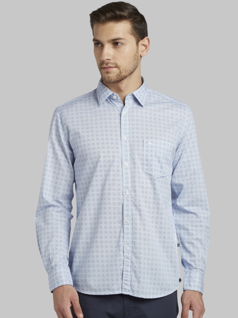 

Parx Men Blue Slim Fit Checked Casual Shirt