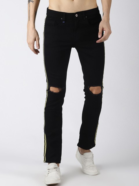 

Blue Saint Men Black Slim Fit Mid-Rise Slash Knee Jeans