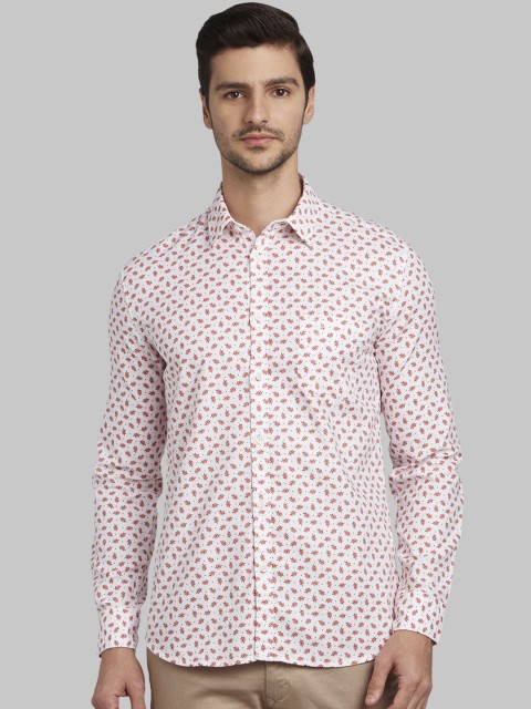 

Parx Men Off-White & Red Slim Fit Printed Casual Shirt