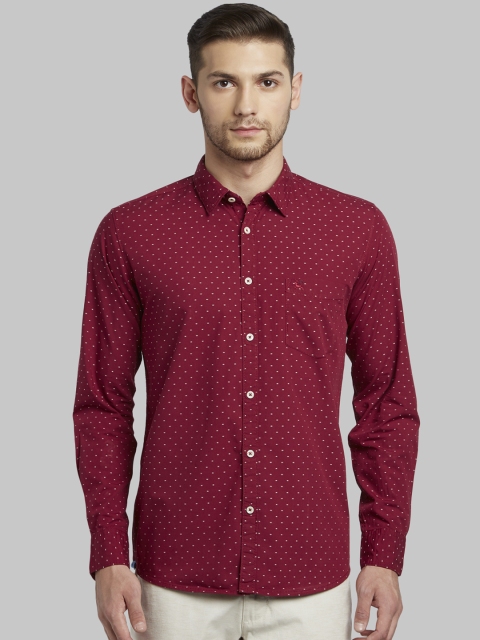

Parx Men Red Slim Fit Printed Casual Shirt