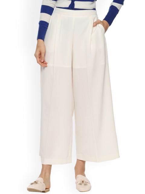 

Van Heusen Woman Women Cream-Coloured Regular Fit Solid Culottes