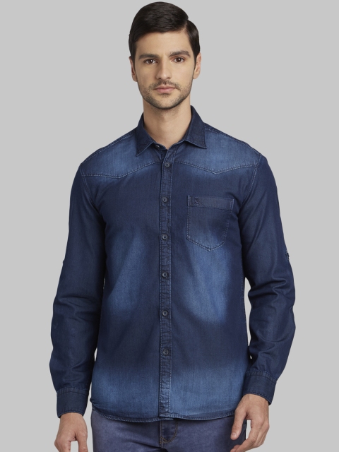 

Parx Men Navy Blue Slim Fit Faded Casual Shirt