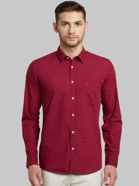 

Parx Men Red Slim Fit Printed Casual Shirt