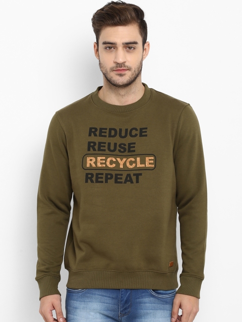 

Parx Men Olive Green Printed Sweatshirt