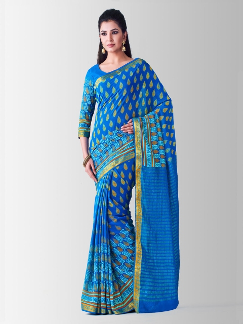 

MIMOSA Blue Poly Chiffon Woven Design Banarasi Saree