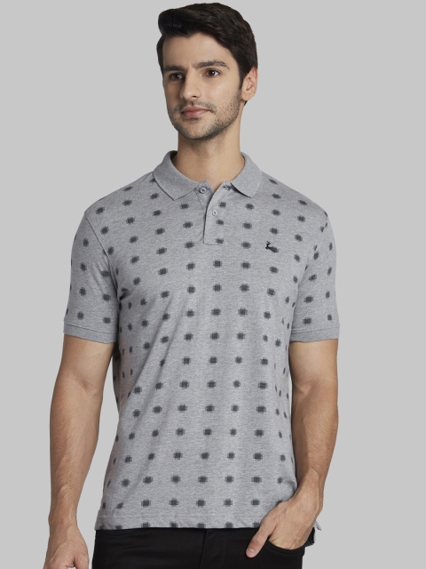 

Parx Men Grey Printed Polo Collar T-shirt